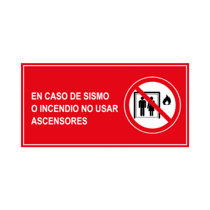 en caso de incendio no usar ascensor - TAMAÑO 34X17CM